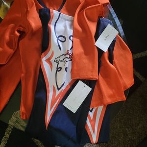 Little girls bronco uniforms 3 complete one set with tags and one pair of boots
